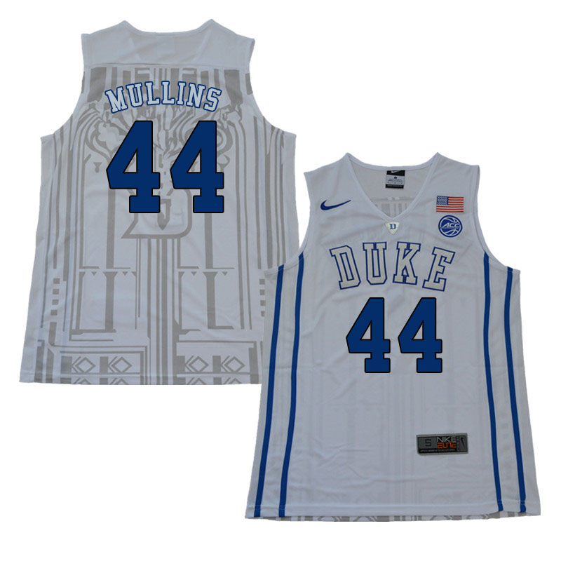 2018 Men #44 Jeff Mullins Duke Blue Devils College Basketball Jerseys Sale-White - Click Image to Close